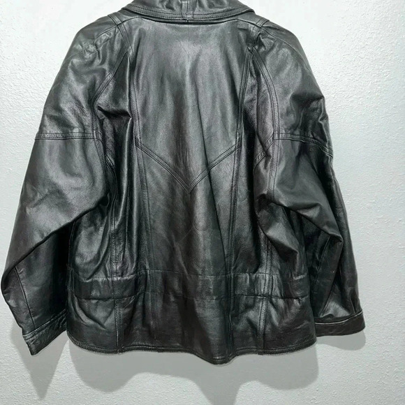 Women's Vintage Sanzzini Genuine Leather Jacket XL Black Made in India Biker - Picture 14 of 16